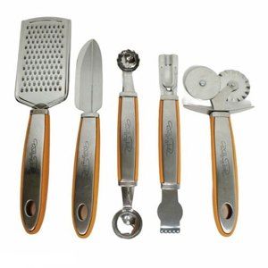 Wolfgang Puck Orange 5pc Garnish Prep Set Chef Stainless Steel Meal Prep Utensil
